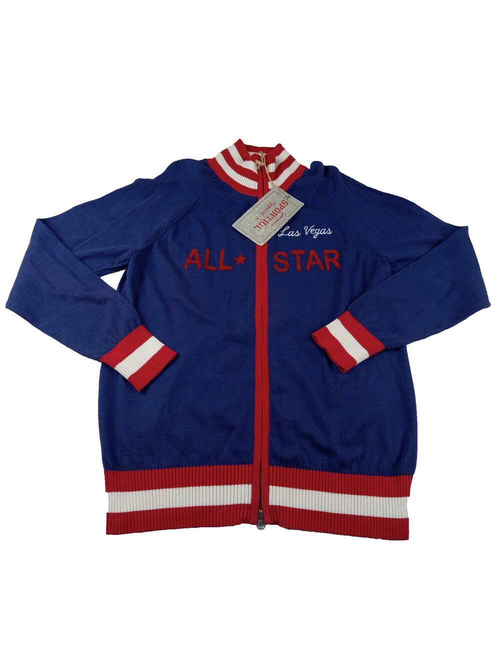Sportiqe Las Vegas All Star Jacket Womens Large Blue Full Zip Track Sweater NWT